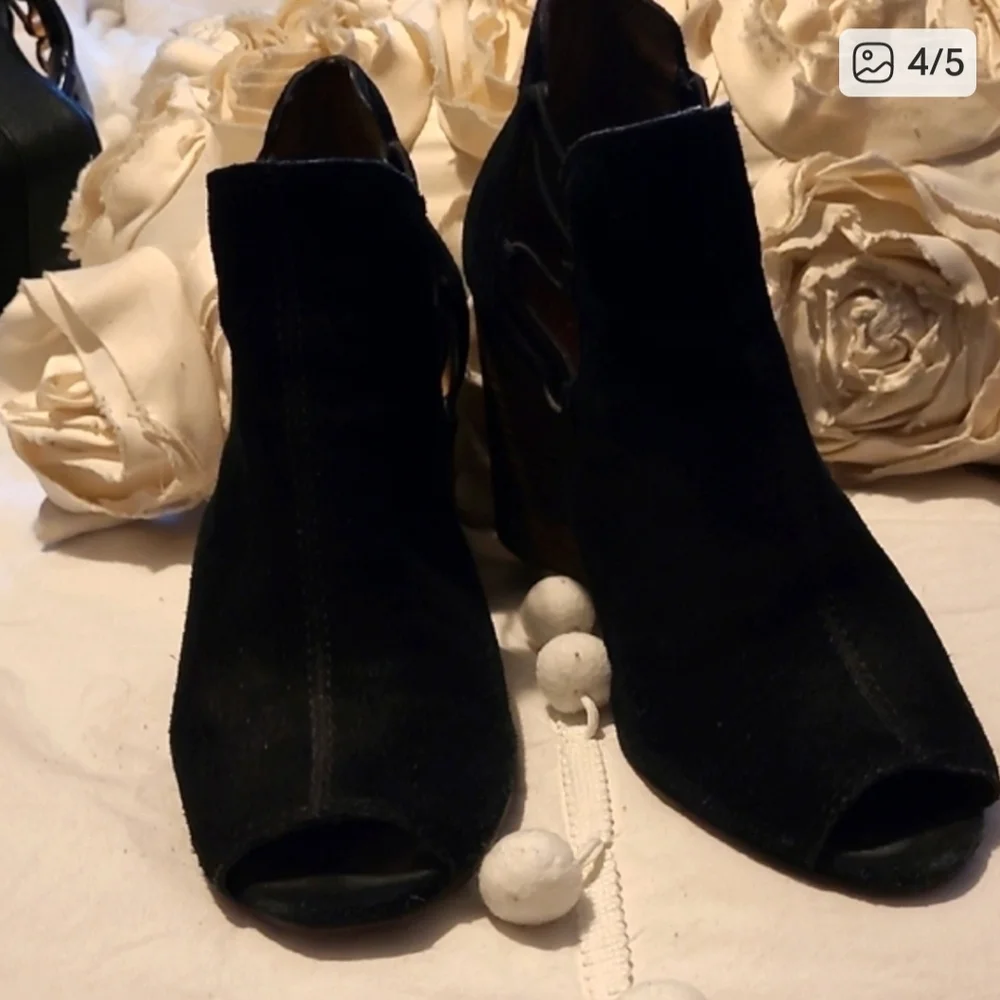 Lucky Brand Black Wedge Booties